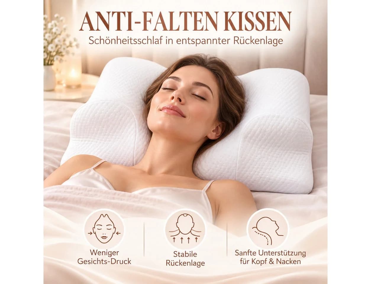 RelaxSleep Schlafkissen Anti-Falten Rückenschläferkissen Weiß