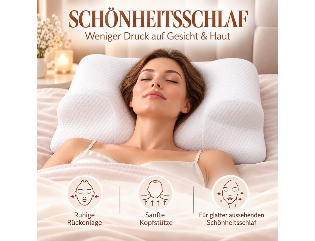 RelaxSleep Schlafkissen Anti-Falten Rückenschläferkissen Weiß - Bild 2