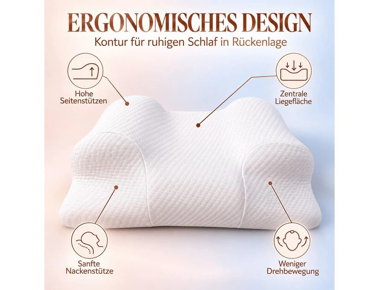 RelaxSleep Schlafkissen Anti-Falten Rückenschläferkissen Weiß - Bild 3