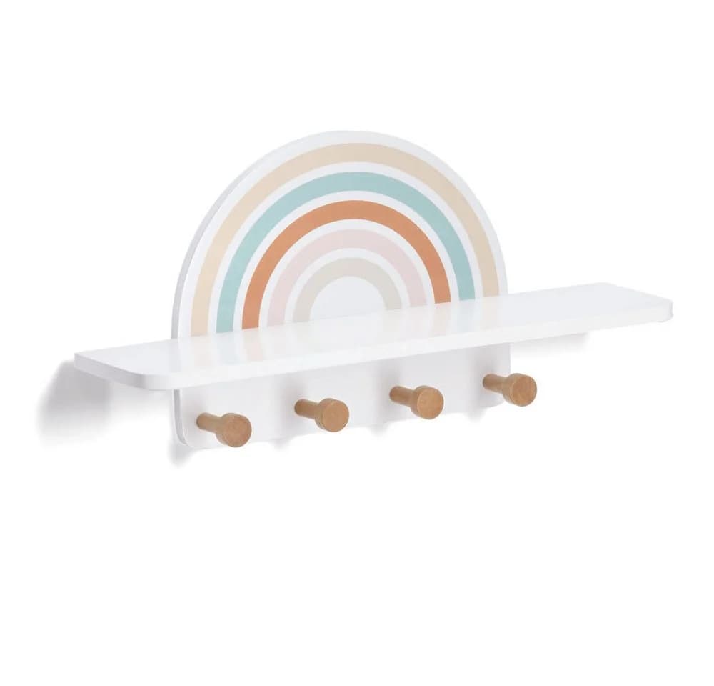 Basera® Kinder-Wandgarderobe Regenbogen-Design MDF und Kiefer