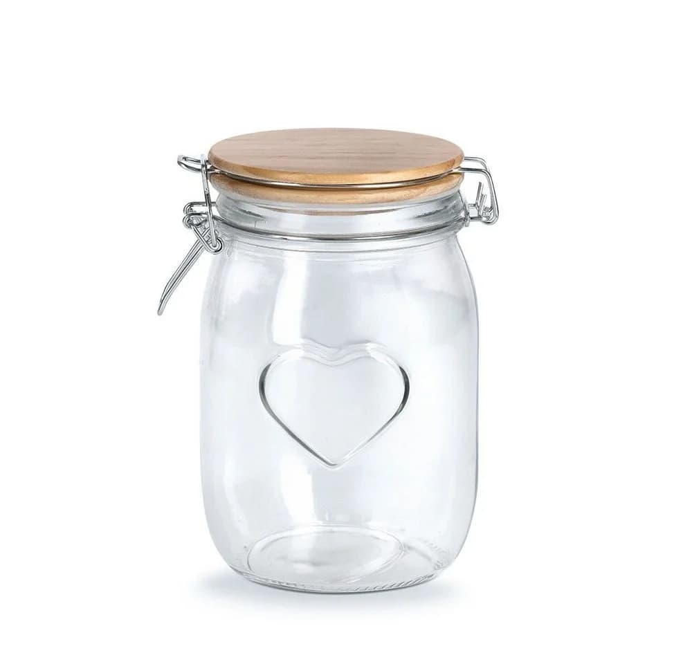 Basera Vorratsglas mit Herzmotiv und Bügelverschluss Glas/Kiefer 1000 ml - Bild 2