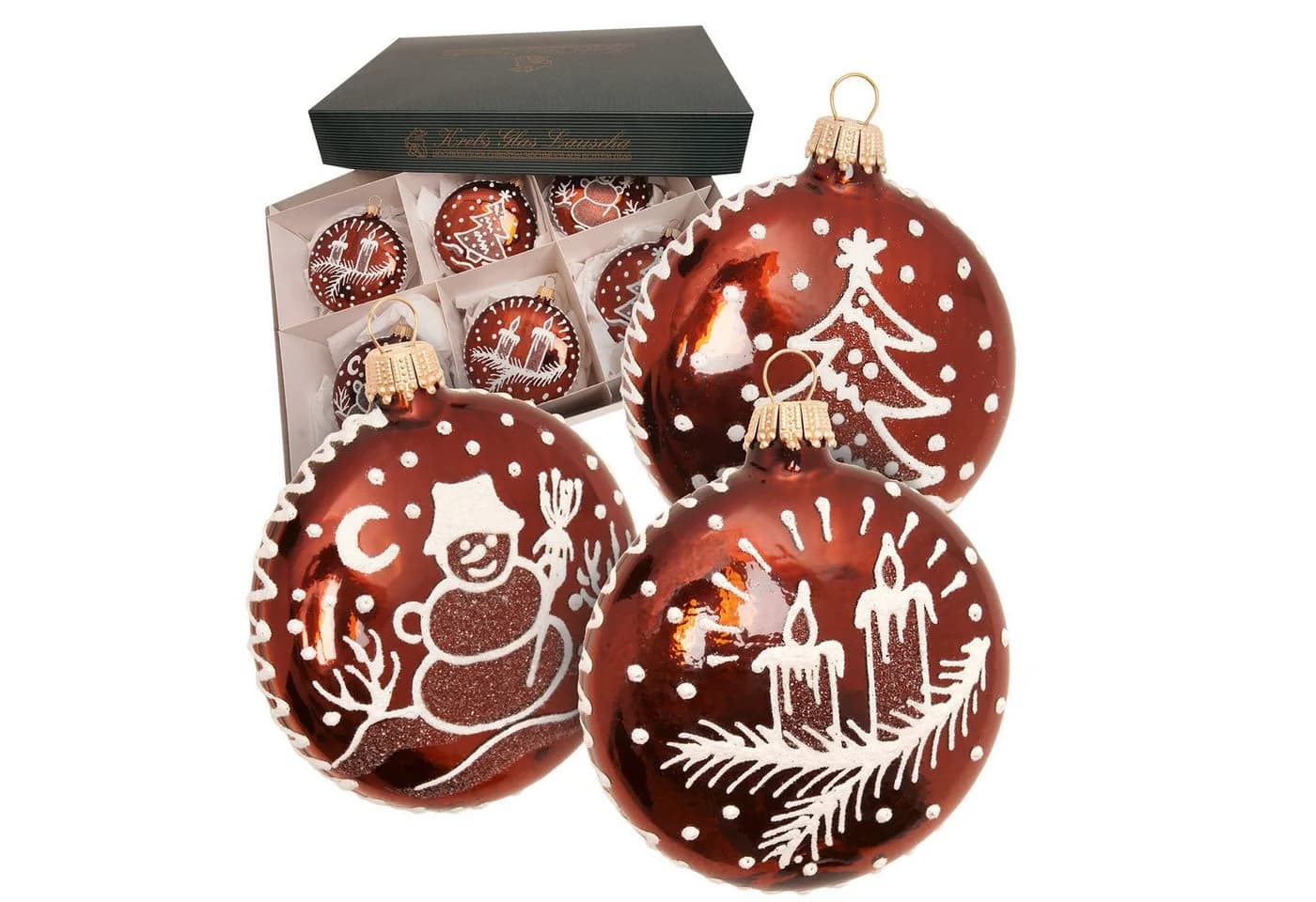 Krebs Glas Lauscha Weihnachtsbaumkugel Lebkuchen-Taler Braun 8cm