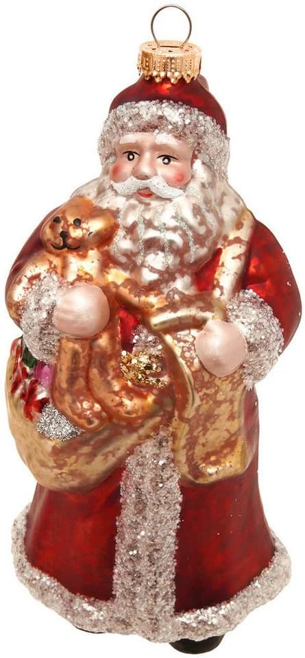 Krebs Glas Lauscha Weihnachtsbaumkugel Santa Nostalgisch Rot 17cm