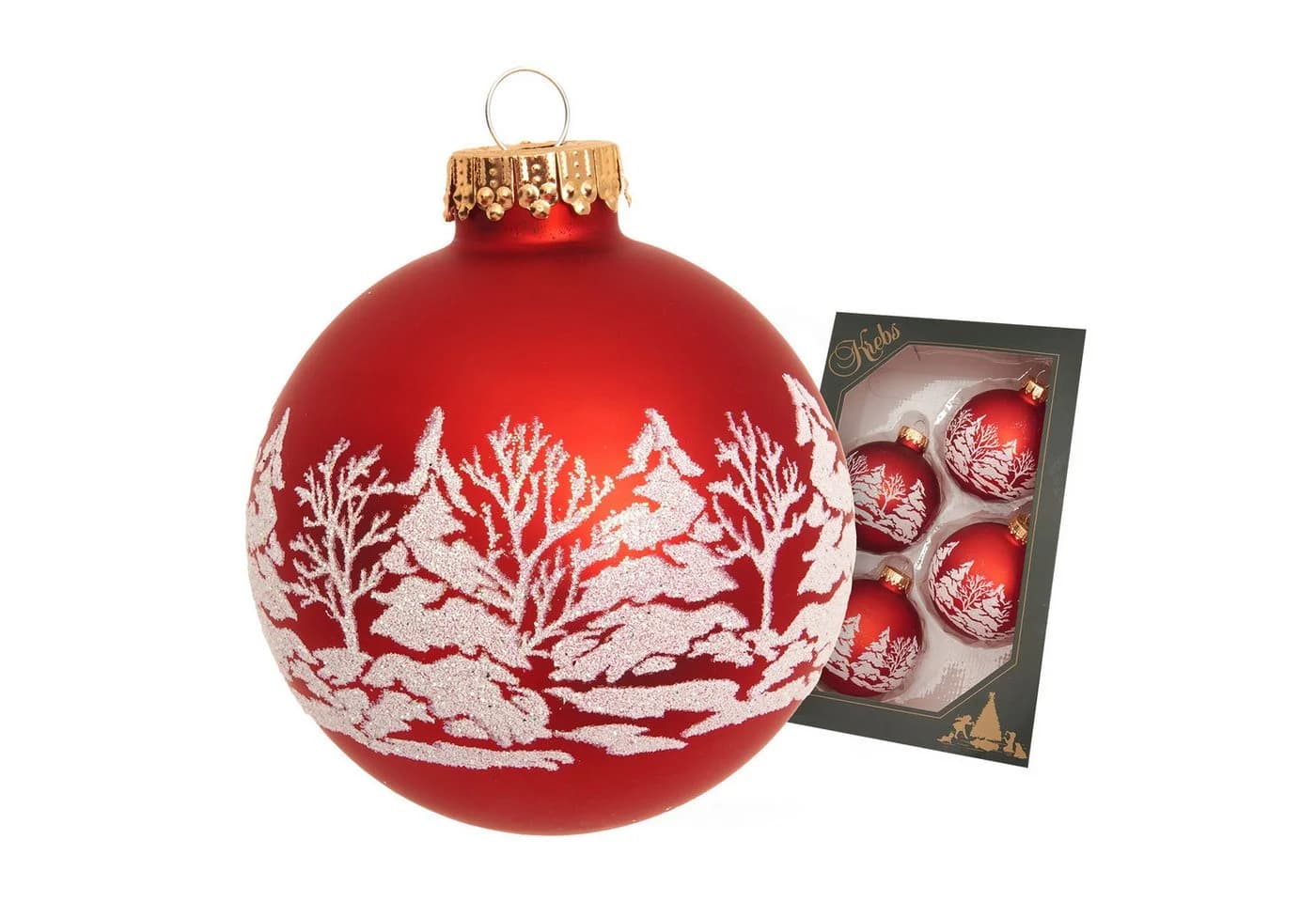 Krebs Glas Lauscha Weihnachtsbaumkugel Winterwald rot 7cm