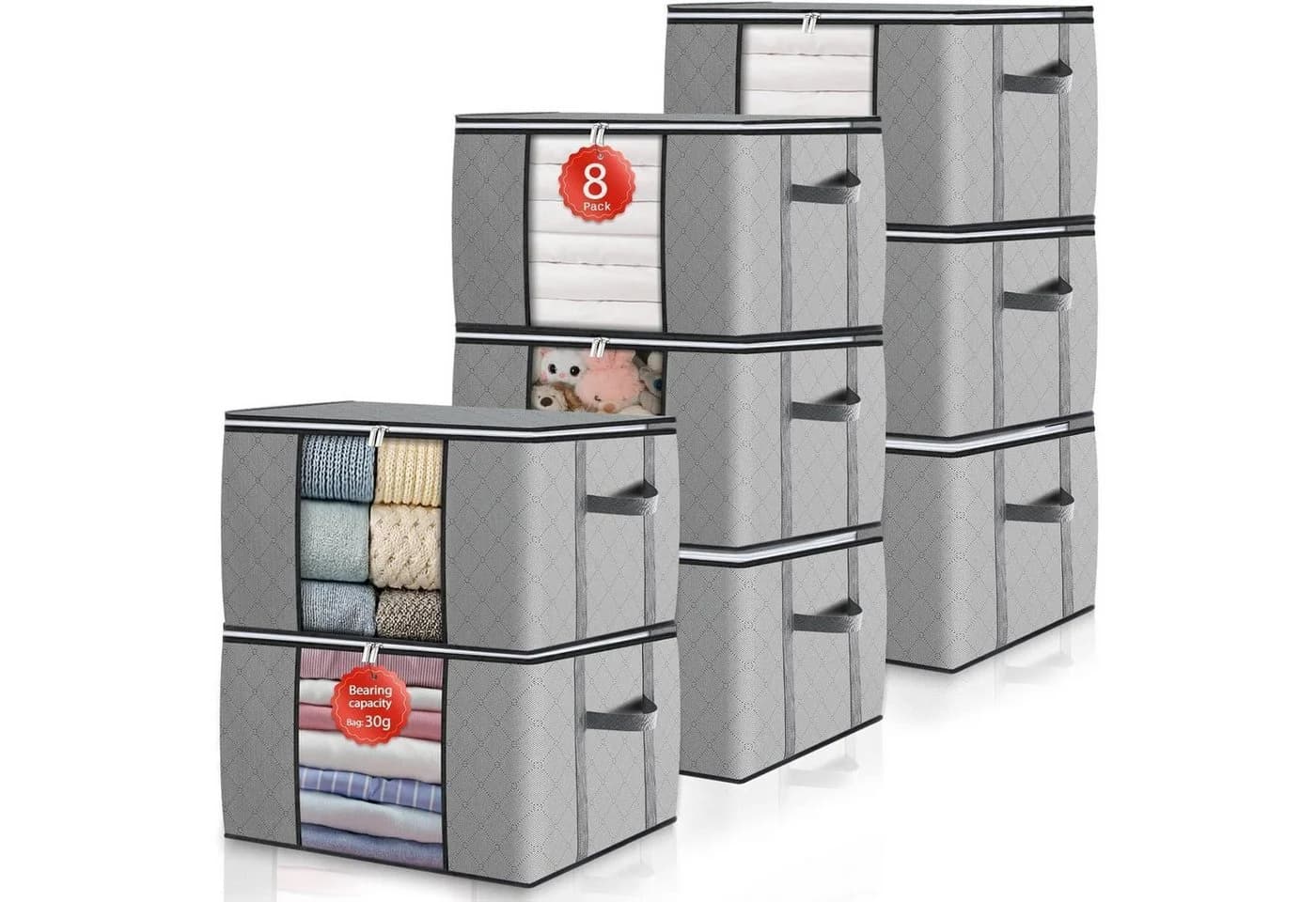 LuxusKollektion Aufbewahrungsbox 90L 8er Set mit Deckel & Griffen - Bild 2
