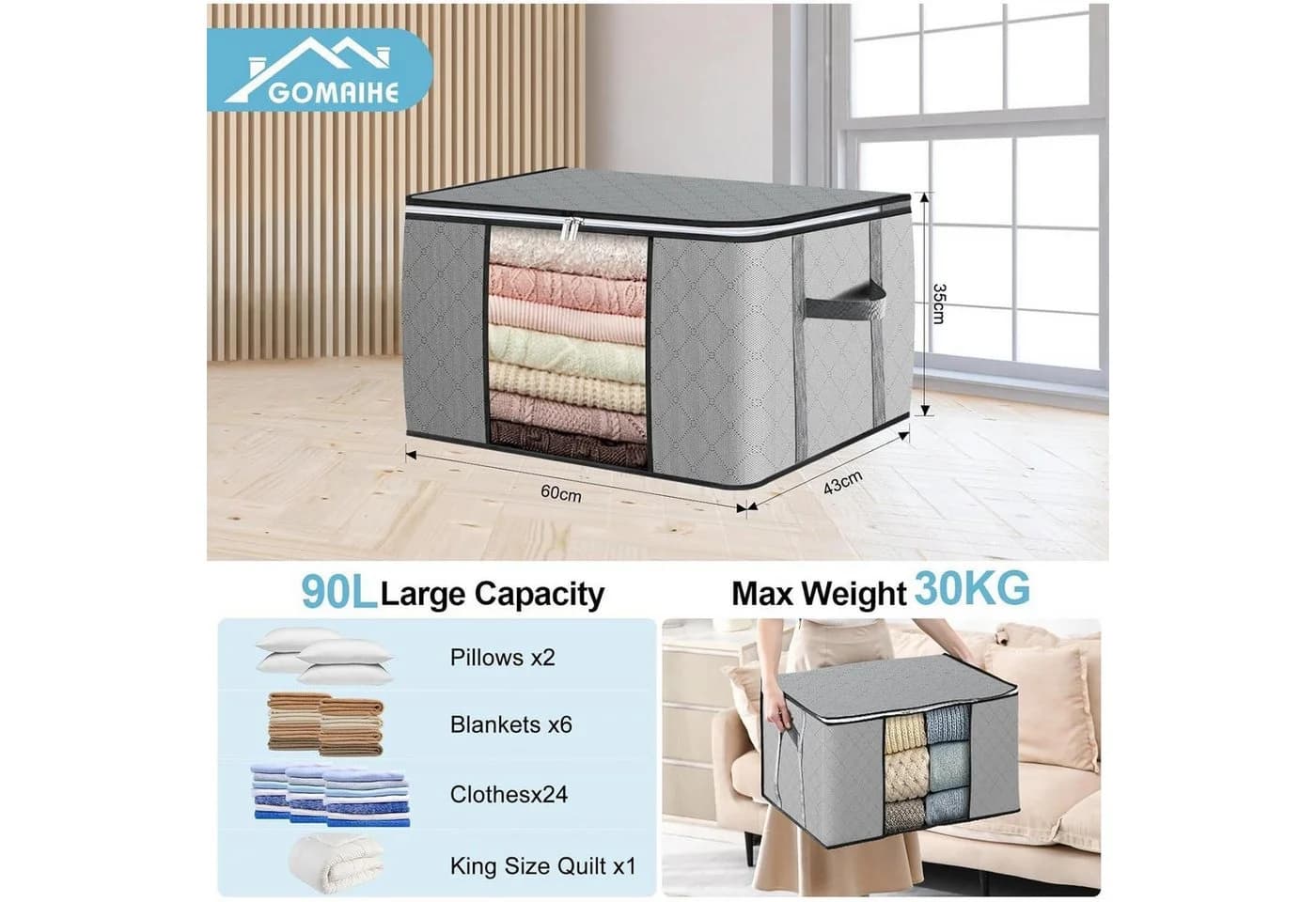 LuxusKollektion Aufbewahrungsbox 90L 8er Set mit Deckel & Griffen - Bild 3