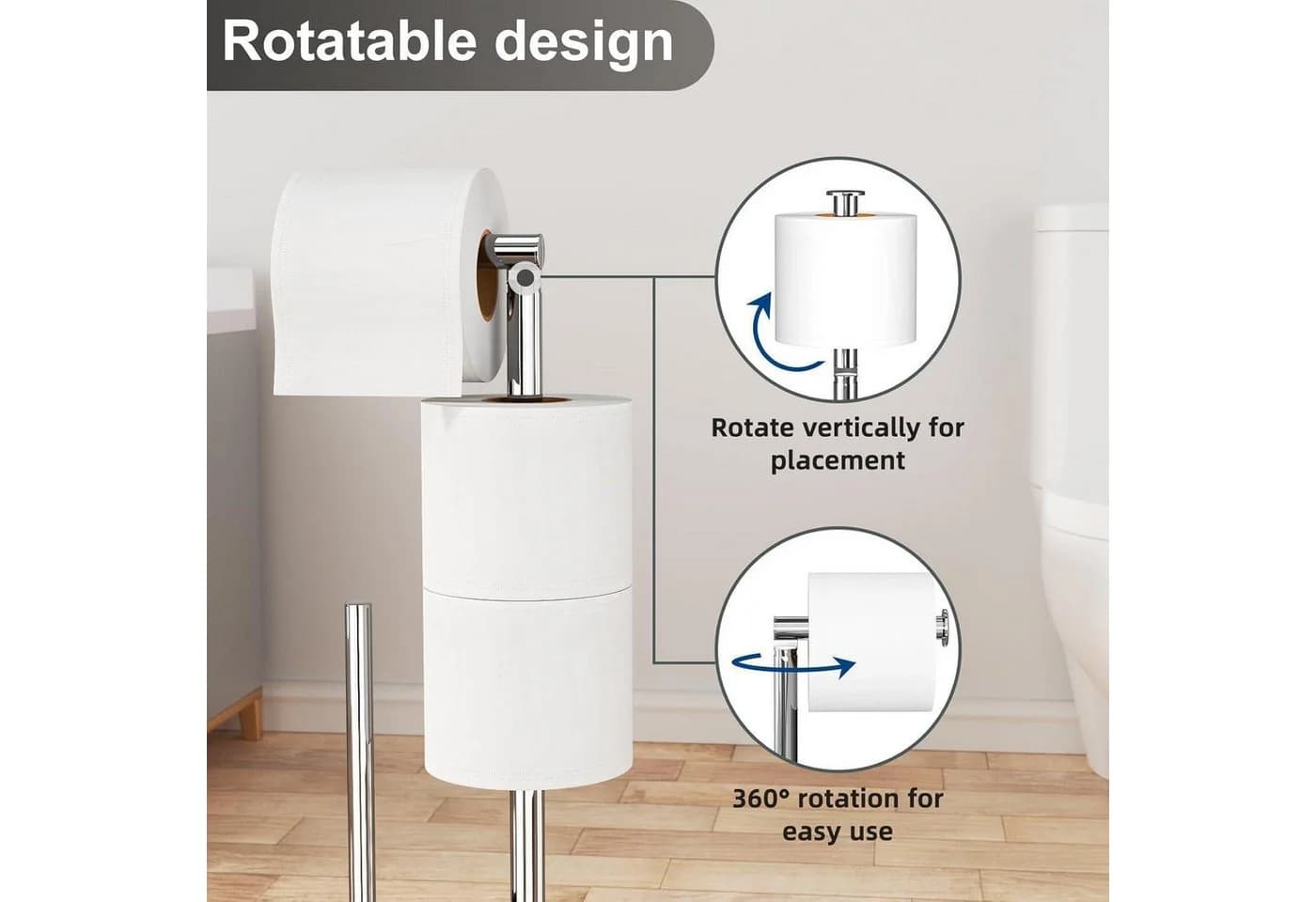 LuxusKollektion Toilettenpapierhalter Stehend Edelstahl Klobürste - Bild 4