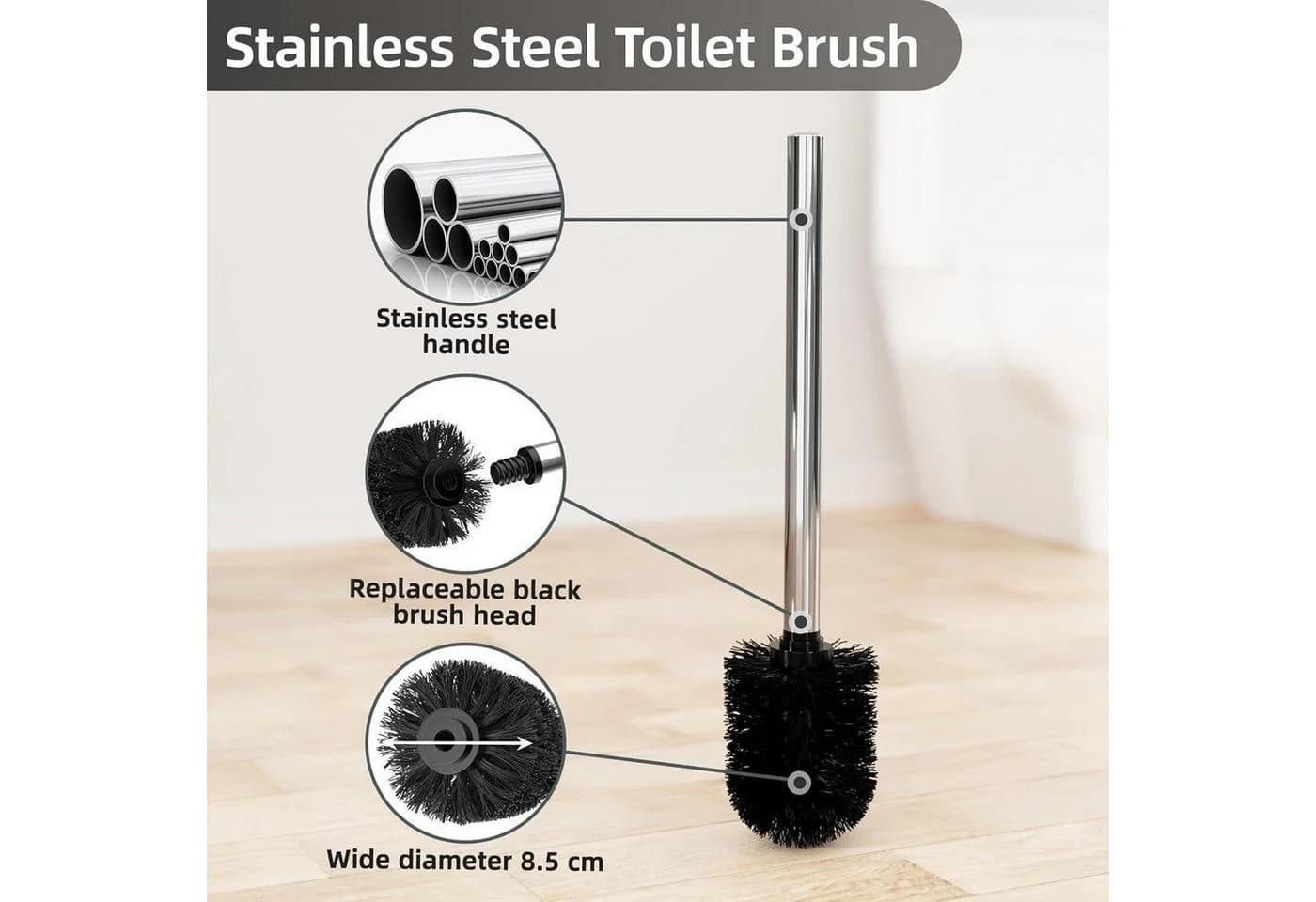 LuxusKollektion Toilettenpapierhalter Stehend Edelstahl Klobürste - Bild 5