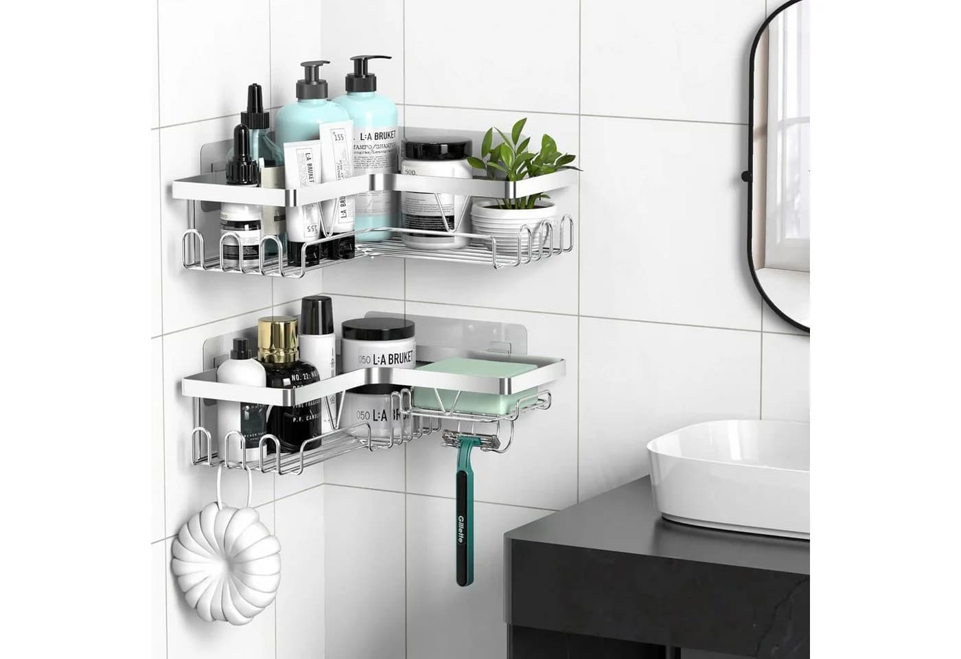 LuxusKollektion Duschablage Ecke Edelstahl ohne Bohren - Bild 3