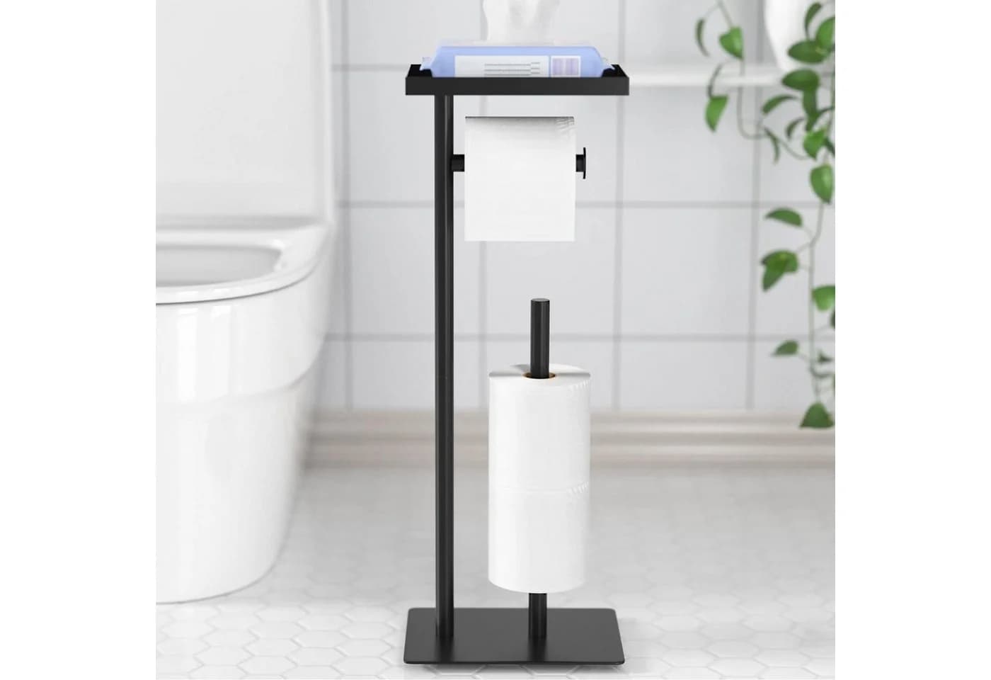 LuxusKollektion Toilettenpapierhalter Schwarz mit Ablagefach - Bild 2