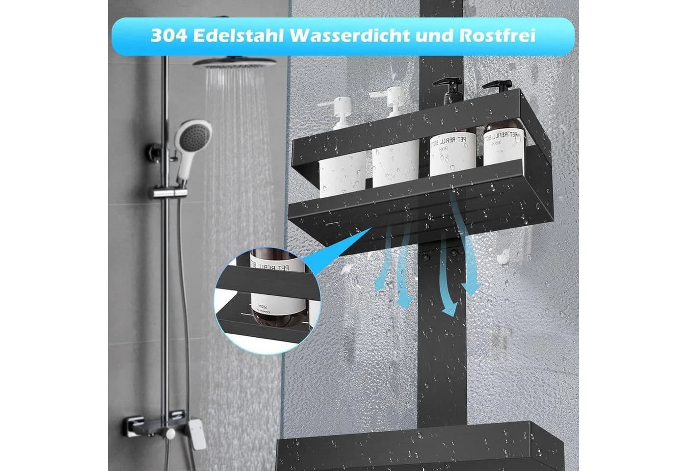LuxusKollektion Duschablage Edelstahl Schwarz - Bild 3