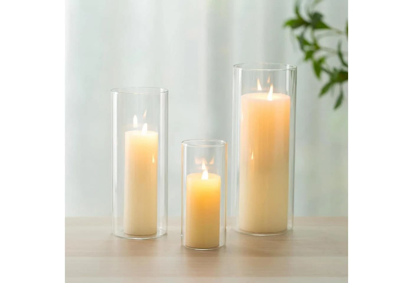 LuxusKollektion Glas-Kerzenhalter 3er Set Transparent Handgeblasen - Bild 2