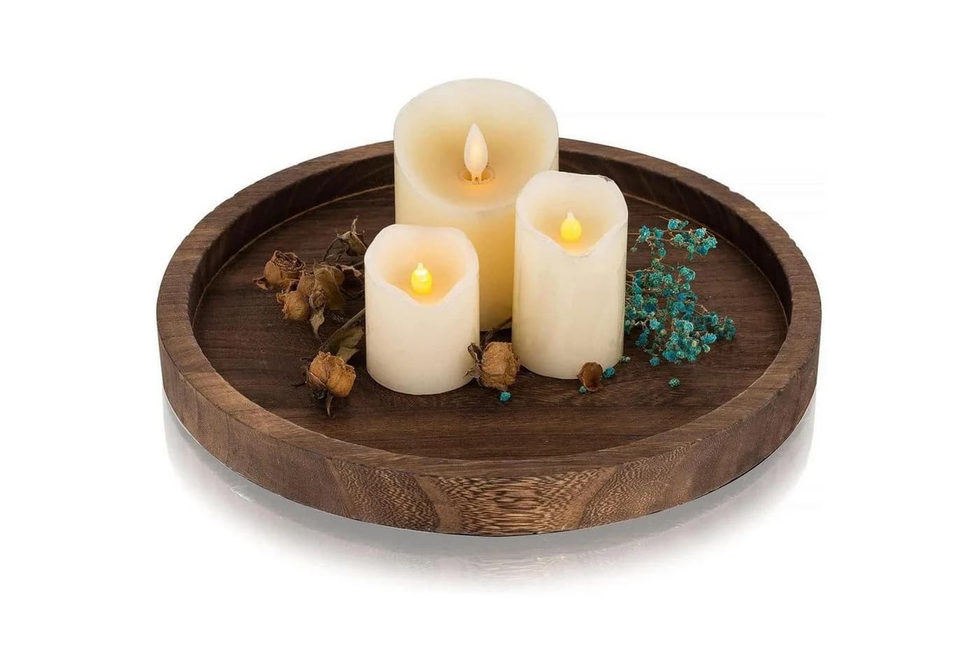 Romadedi Dekotablett Rund Paulownia Holz Rustikal Landhausstil - Bild 2