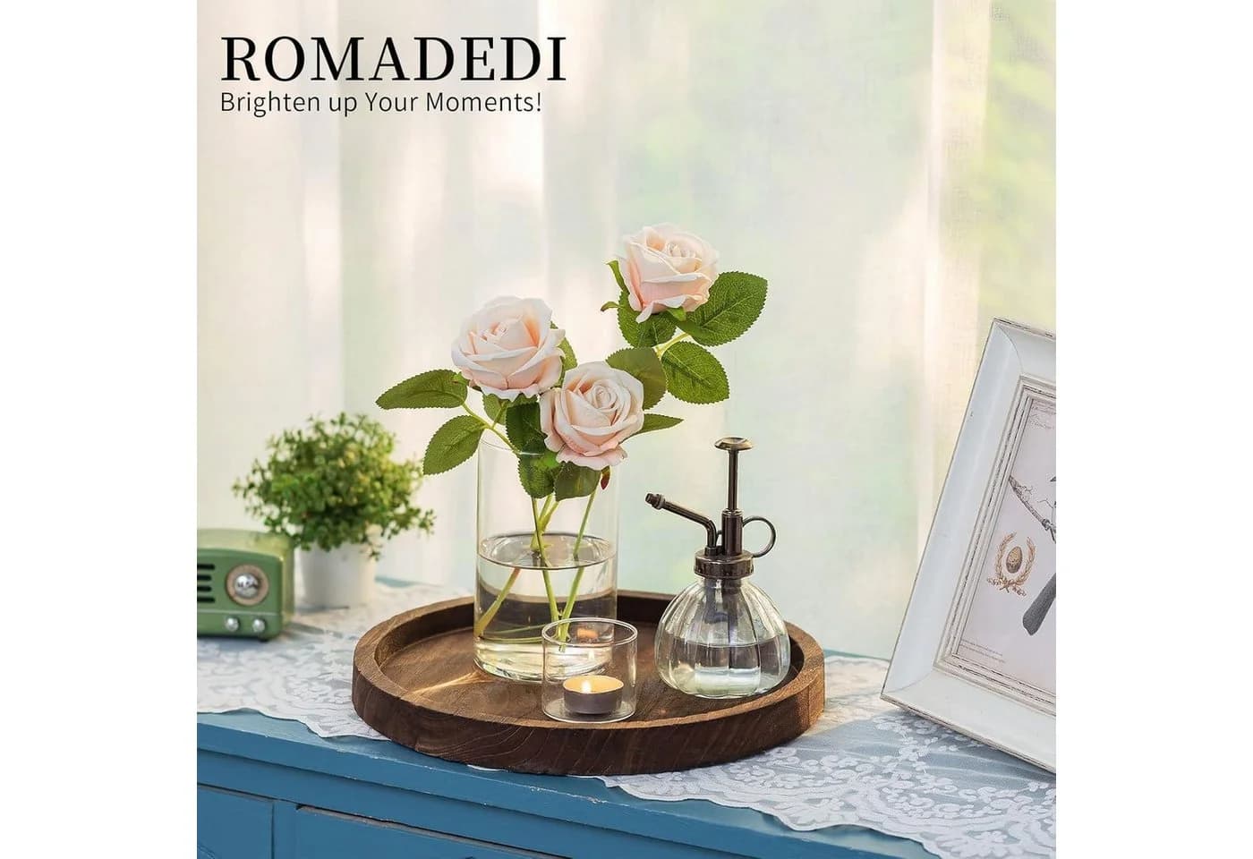 Romadedi Dekotablett Rund Paulownia Holz Rustikal Landhausstil - Bild 3