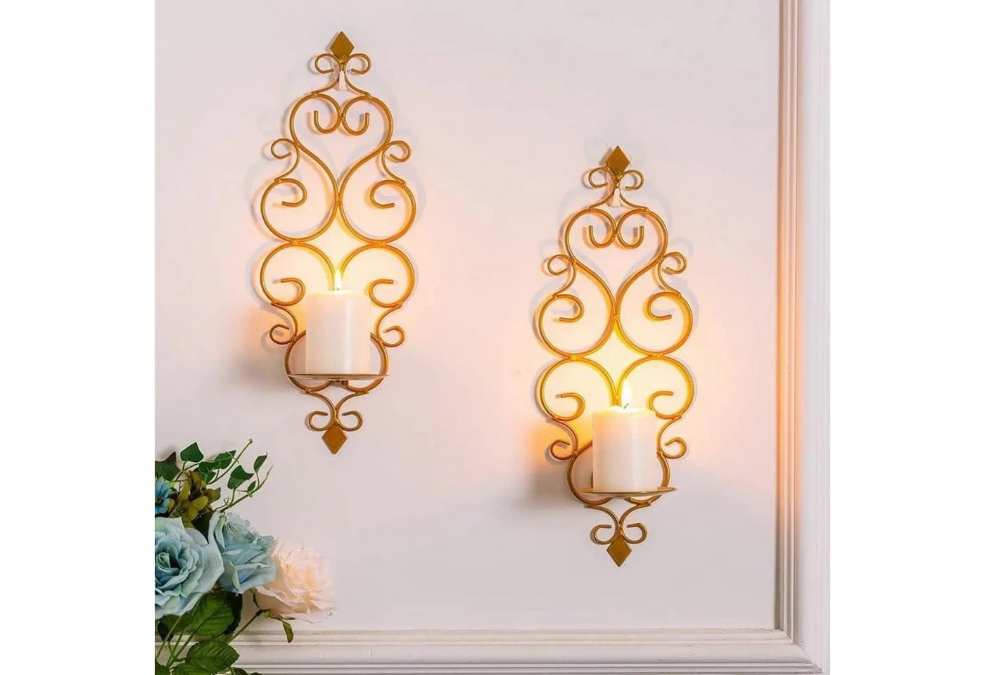 LuxusKollektion Wandkerzenhalter 2er Set Gold Metall - Bild 4