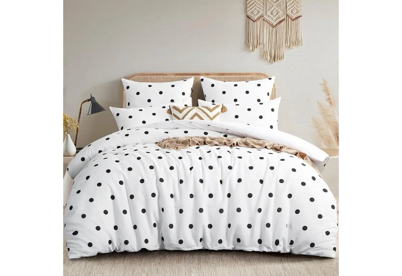 LuxusKollektion Bettwäsche 200x200 Weiß Polka Dot Mikrofaser - Bild 2