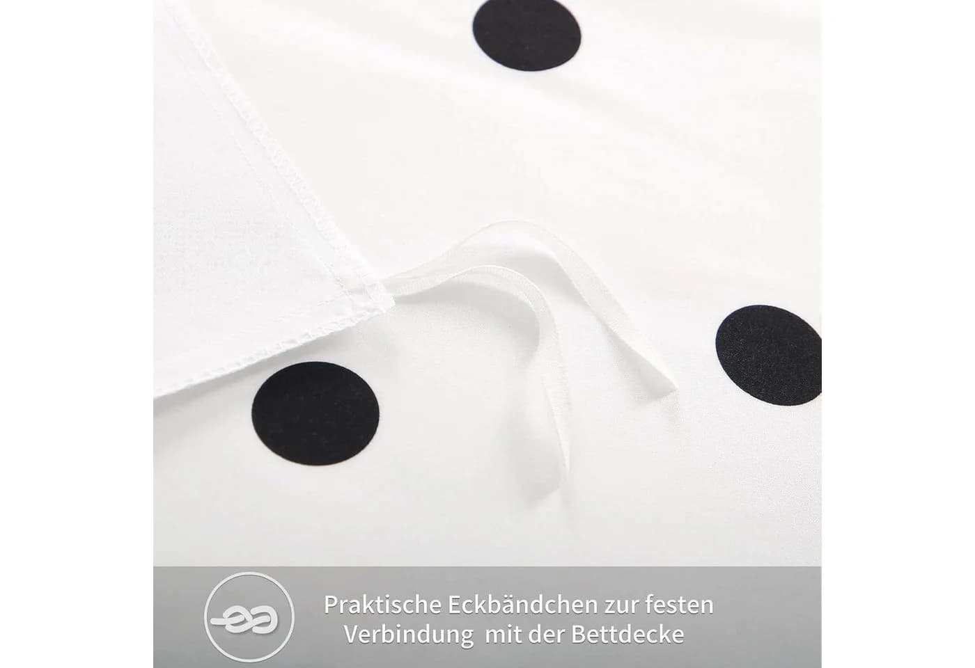 LuxusKollektion Bettwäsche 200x200 Weiß Polka Dot Mikrofaser - Bild 5