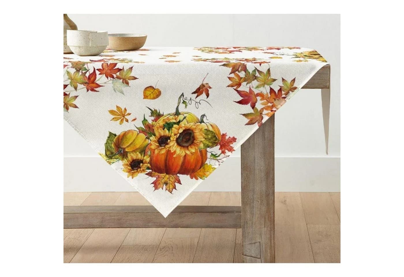 LuxusKollektion Tischdecke Herbst Orange Kürbisse Ahornblätter 85x85 cm - Bild 2