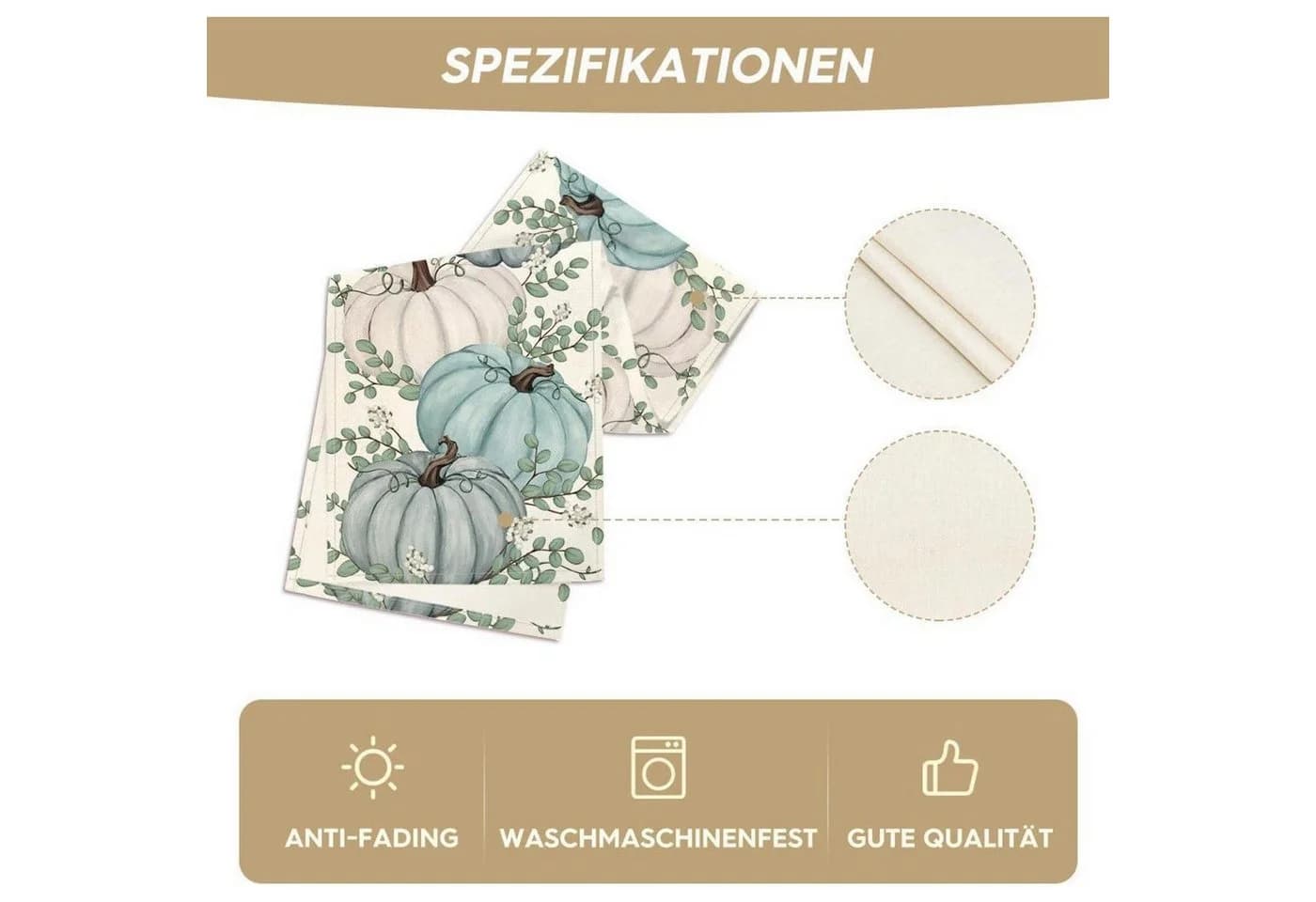 LuxusKollektion Tischläufer Blauer Herbst Kürbismotiv 40x180 cm - Bild 5
