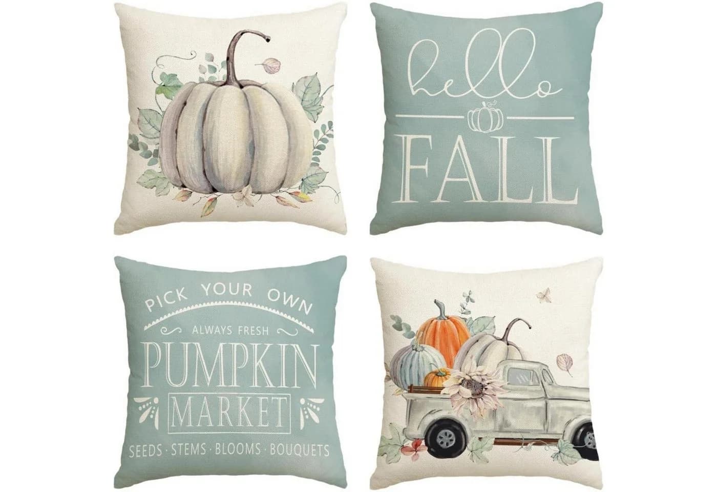 LuxusKollektion Kissenbezüge 4er Set Herbst Design Blau - Bild 2