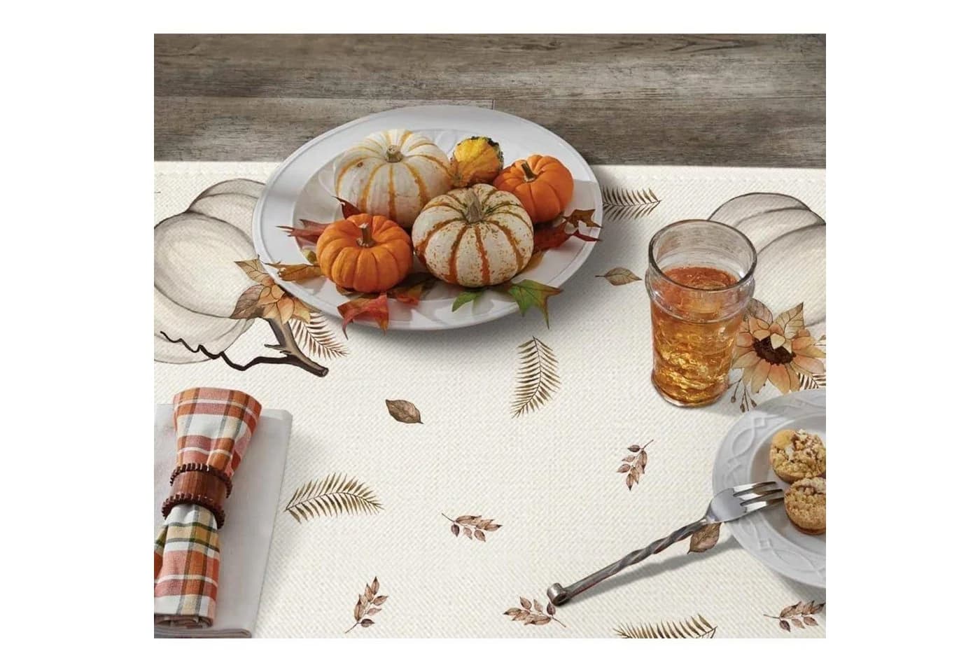 LuxusKollektion Tischdecke Herbst Design Beige 85x85 cm Polyester - Bild 3