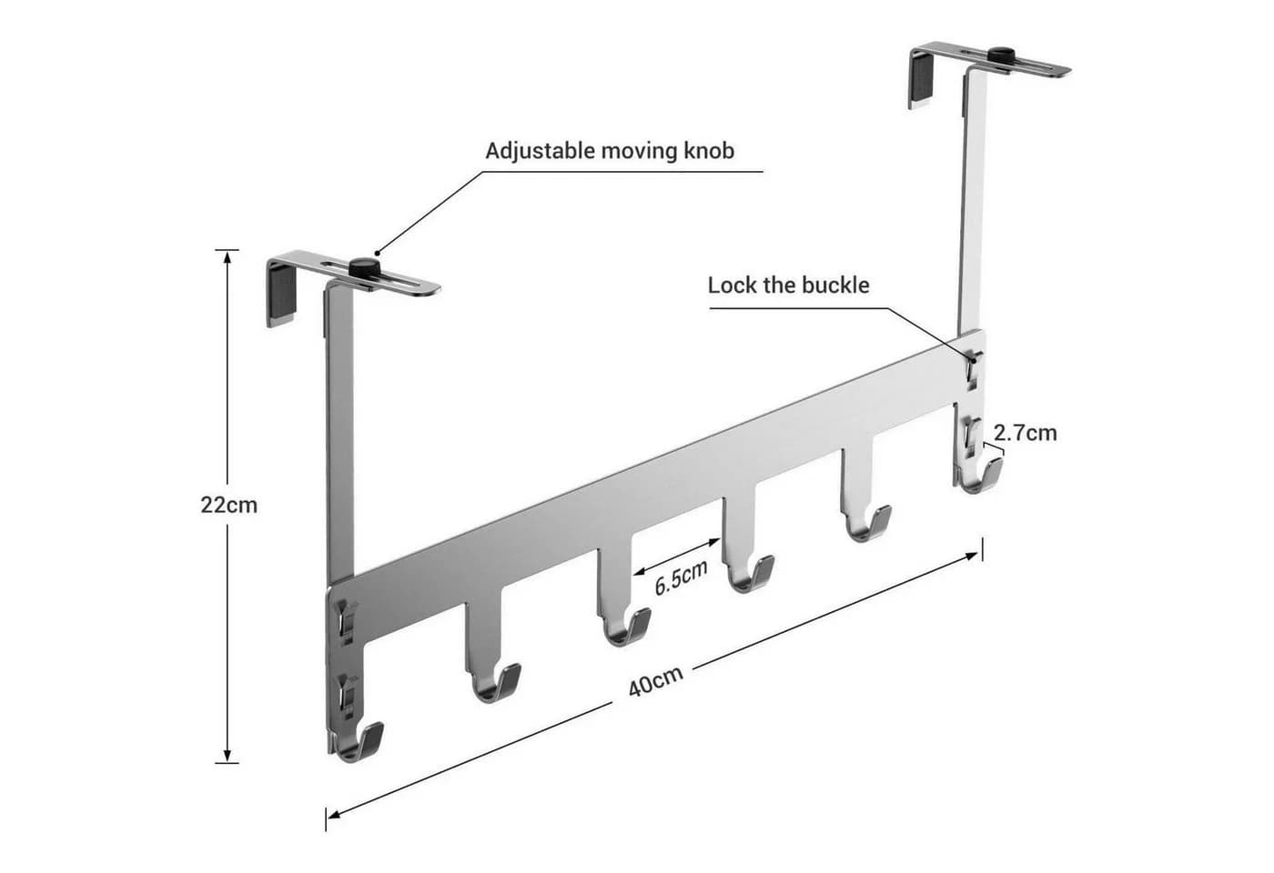 LuxusKollektion Türgarderobe Edelstahl 6 Haken ohne Bohren