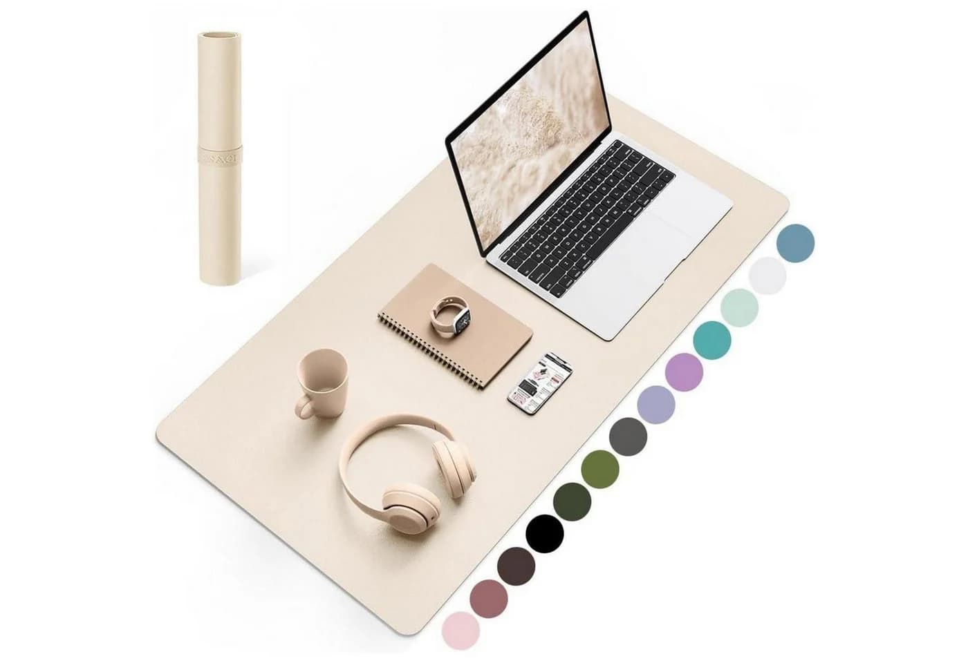 LuxusKollektion Schreibtischunterlage Mauspad Leder Rutschfest Beige - Bild 2
