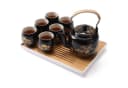 DUJUST Teeservice Japanisch Schwarz Gold Porzellan mit Kanne & Tablett Bild 2