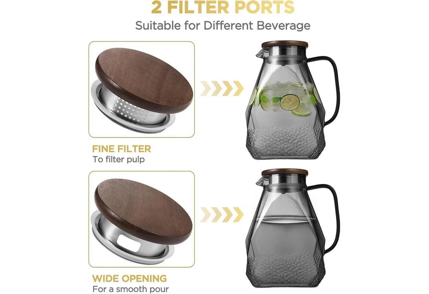 LuxusKollektion Wasserkaraffe 1.8L Schwarz mit Deckel - Bild 4