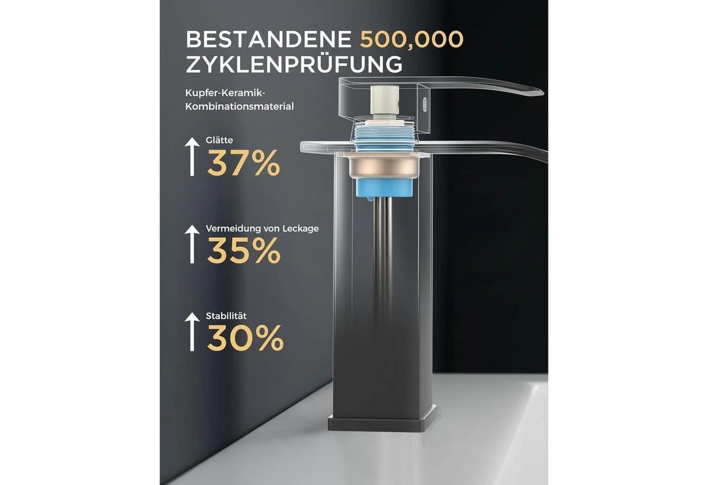 LuxusKollektion Waschtischarmatur Schwarz Wasserfall Einhandmischer - Bild 3