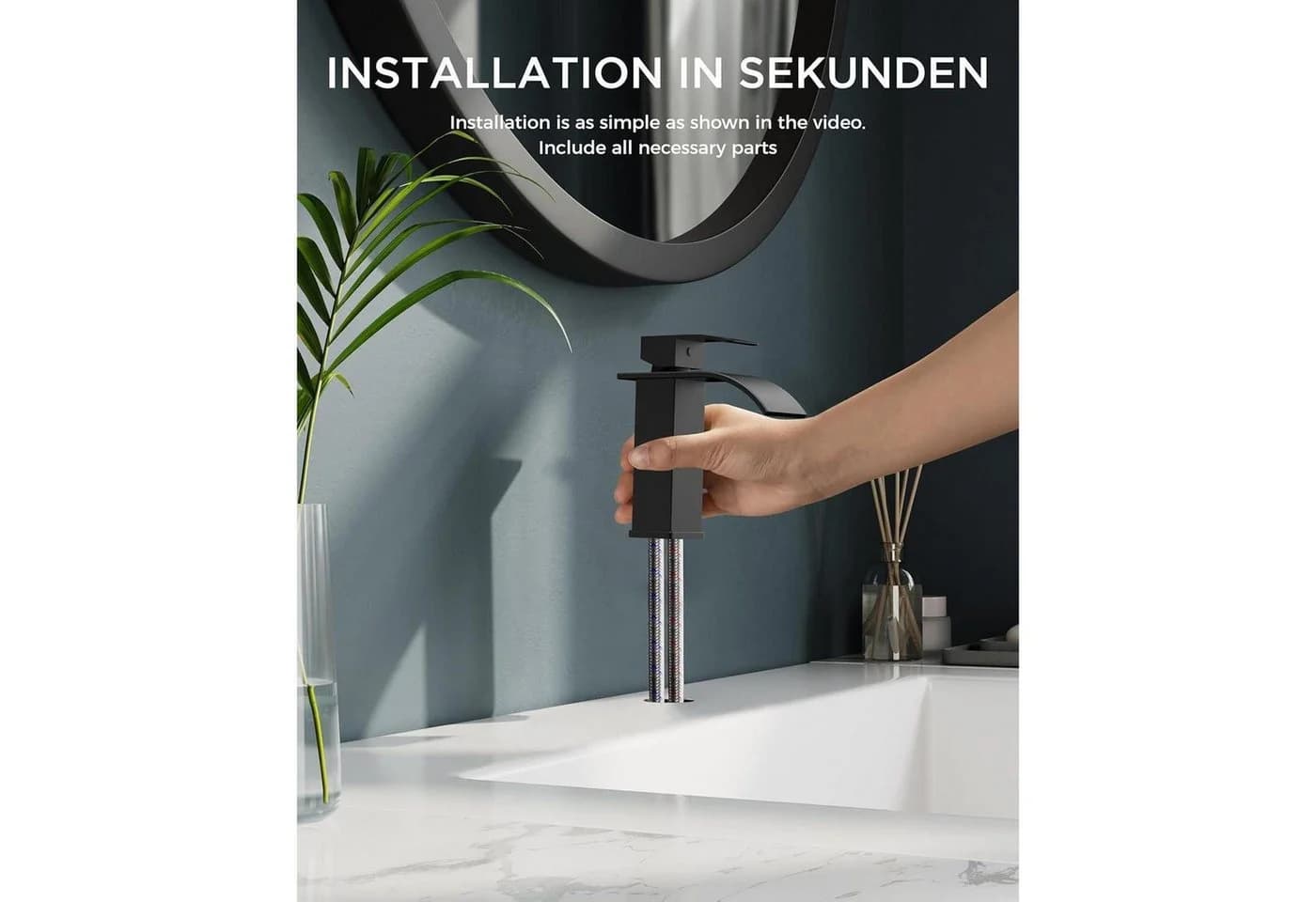 LuxusKollektion Waschtischarmatur Schwarz Wasserfall Einhandmischer - Bild 4
