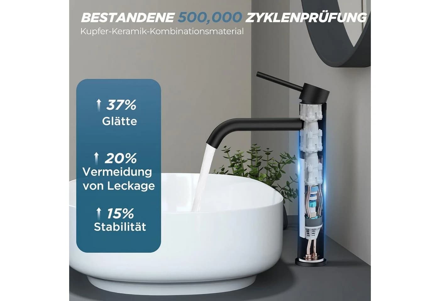 LuxusKollektion Waschtischarmatur Schwarz Einhebelmischer 190mm - Bild 3