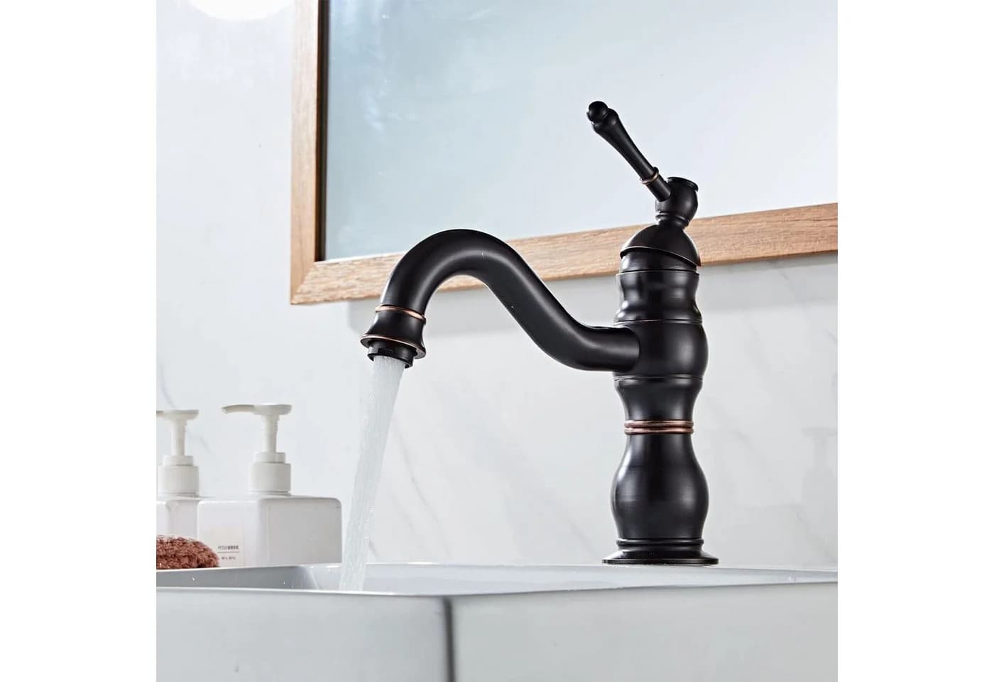 LuxusKollektion Waschtischarmatur Kisimixer Schwarz Matt 360° Schwenkbar