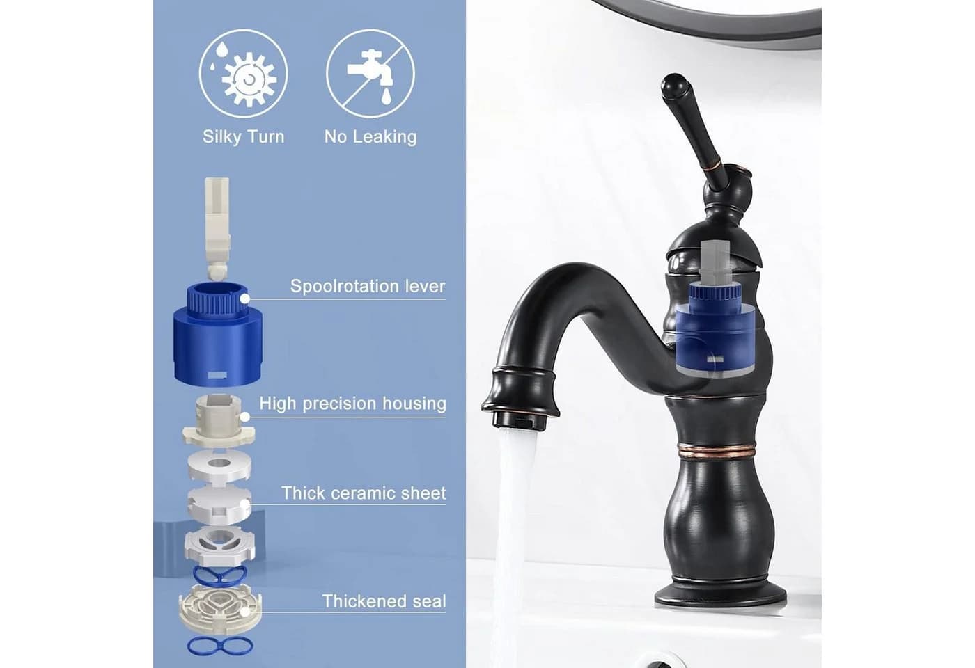LuxusKollektion Waschtischarmatur Kisimixer Schwarz Matt 360° Schwenkbar - Bild 4