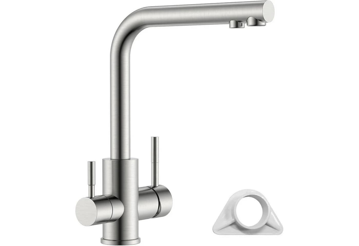 LuxusKollektion 3 Wege Wasserhahn Küche 360° Drehbar Edelstahl Gebürstet - Bild 2