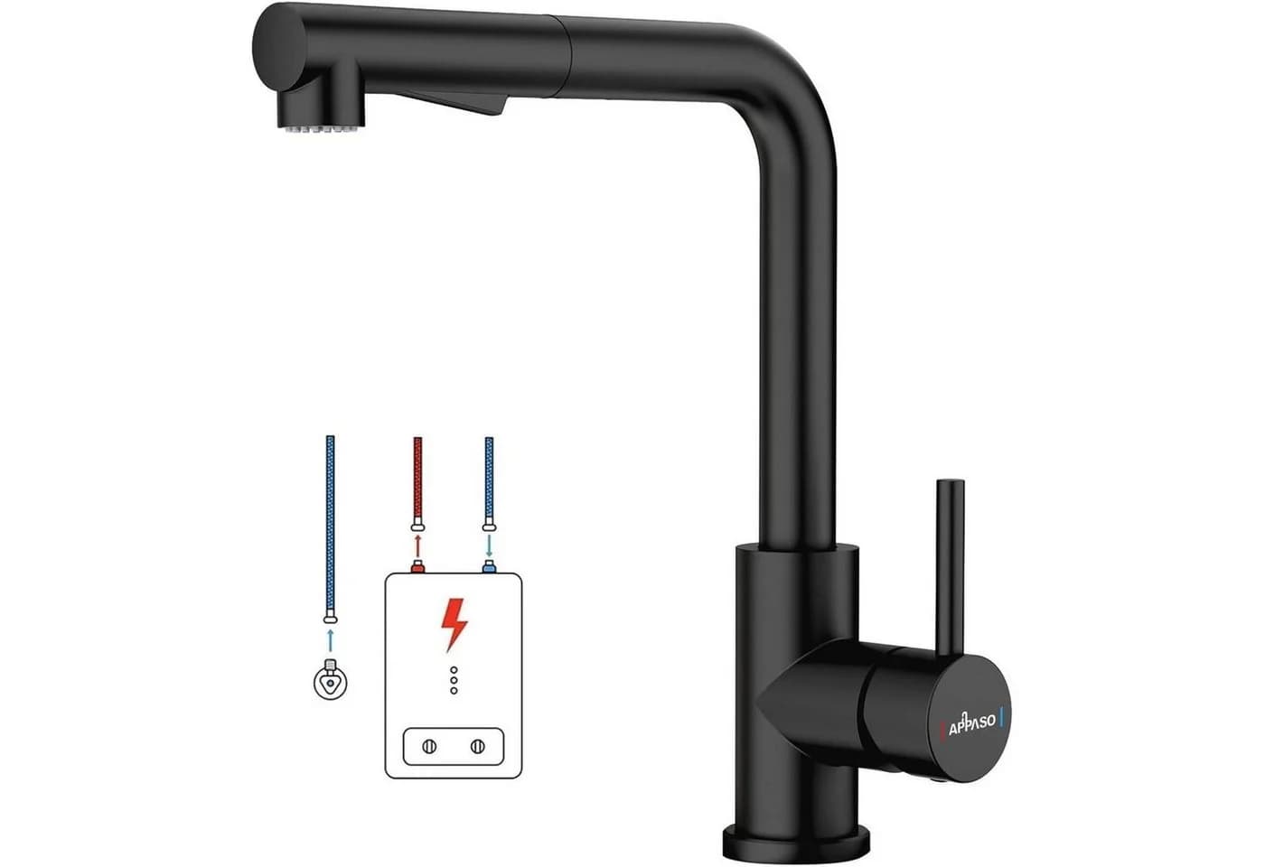 LuxusKollektion Küchenarmatur Schwarz Ausziehbar 2 Strahlarten - Bild 2