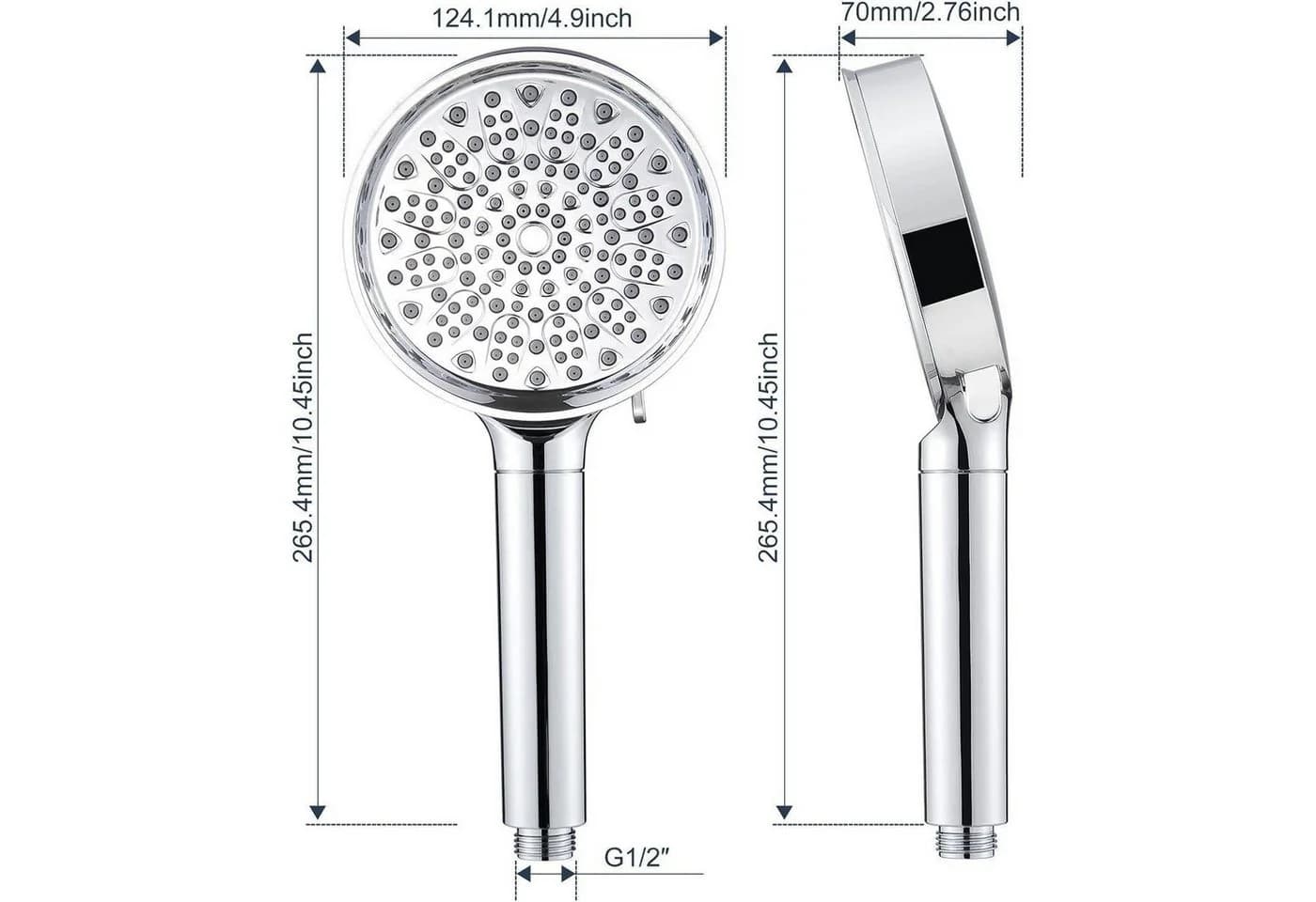 LuxusKollektion Handbrause Duschkopf mit Filter 6 Strahlarten Silber