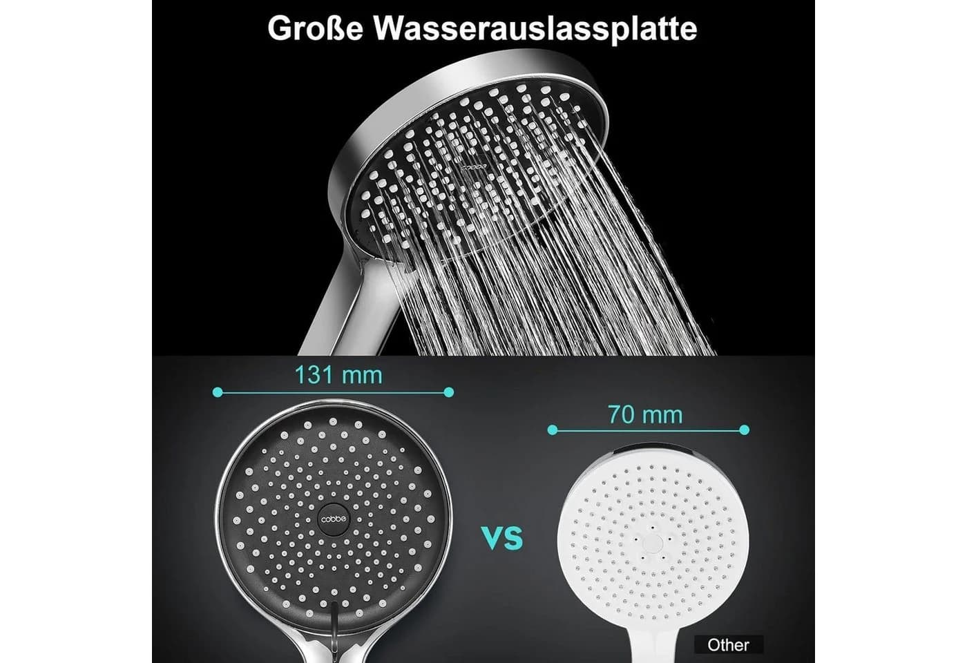 LuxusKollektion Handbrause Duschkopf Schwarz Regendusche Wassersparend - Bild 5