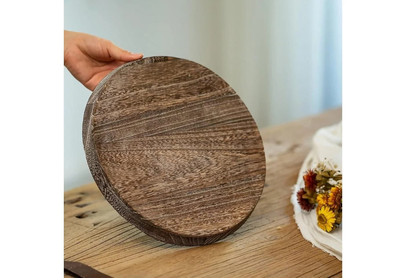 LuxusKollektion Kerzentablett Holz Deko Rund 28cm - Bild 4