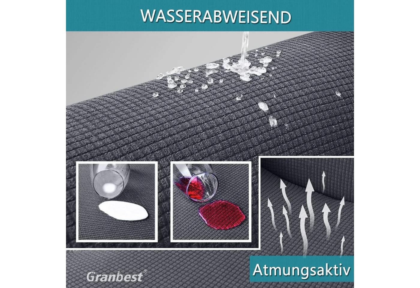 Granbest Wasserdichte Futon Abdeckung Grau Modernes Karomuster - Bild 3