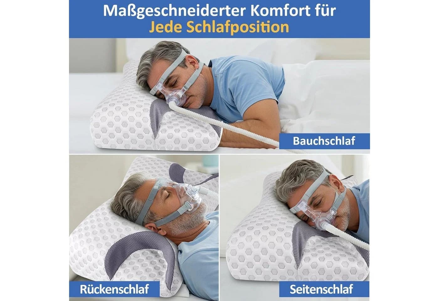 LuxusKollektion CPAP-Kissen Memory Foam für Seitenschläfer Schlafapnoe - Bild 4