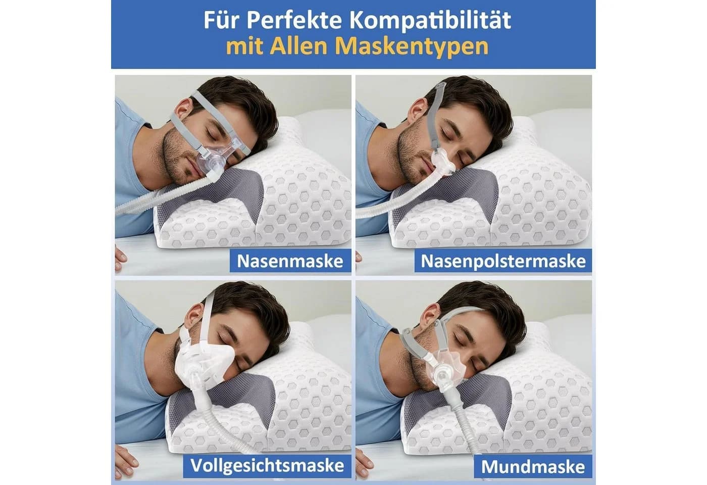 LuxusKollektion CPAP-Kissen Memory Foam für Seitenschläfer Schlafapnoe - Bild 5