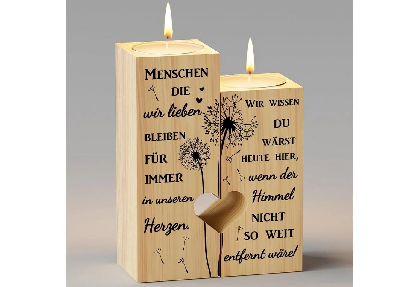 KAAYEE Herzförmiger Teelichthalter Trauergeschenk Holz - Bild 2