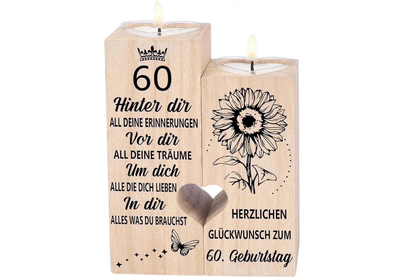 Sanmu Teelichthalter aus Holz mit eingebrannter Botschaft - Bild 2