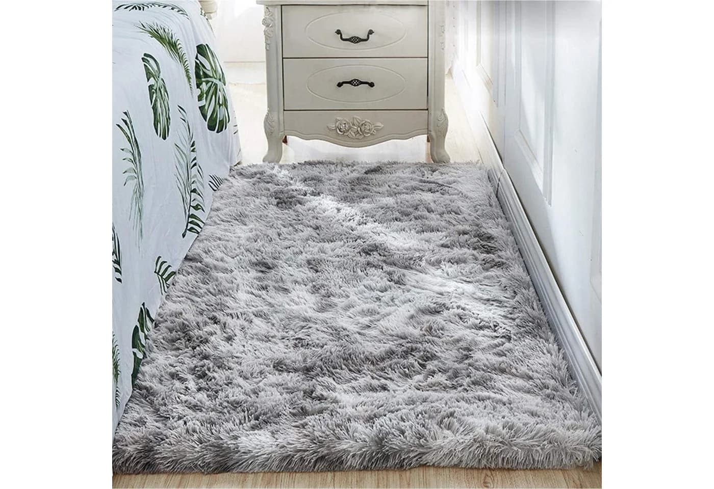 Leesentec Langflor-Teppich Grau/Weiß Flauschig Rutschfest - Bild 4