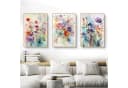 Herfair Leinwandbild Bilder Wohnzimmer 3er Set Bunt Blumen Aesthetic Leinwand Poster Bild 2