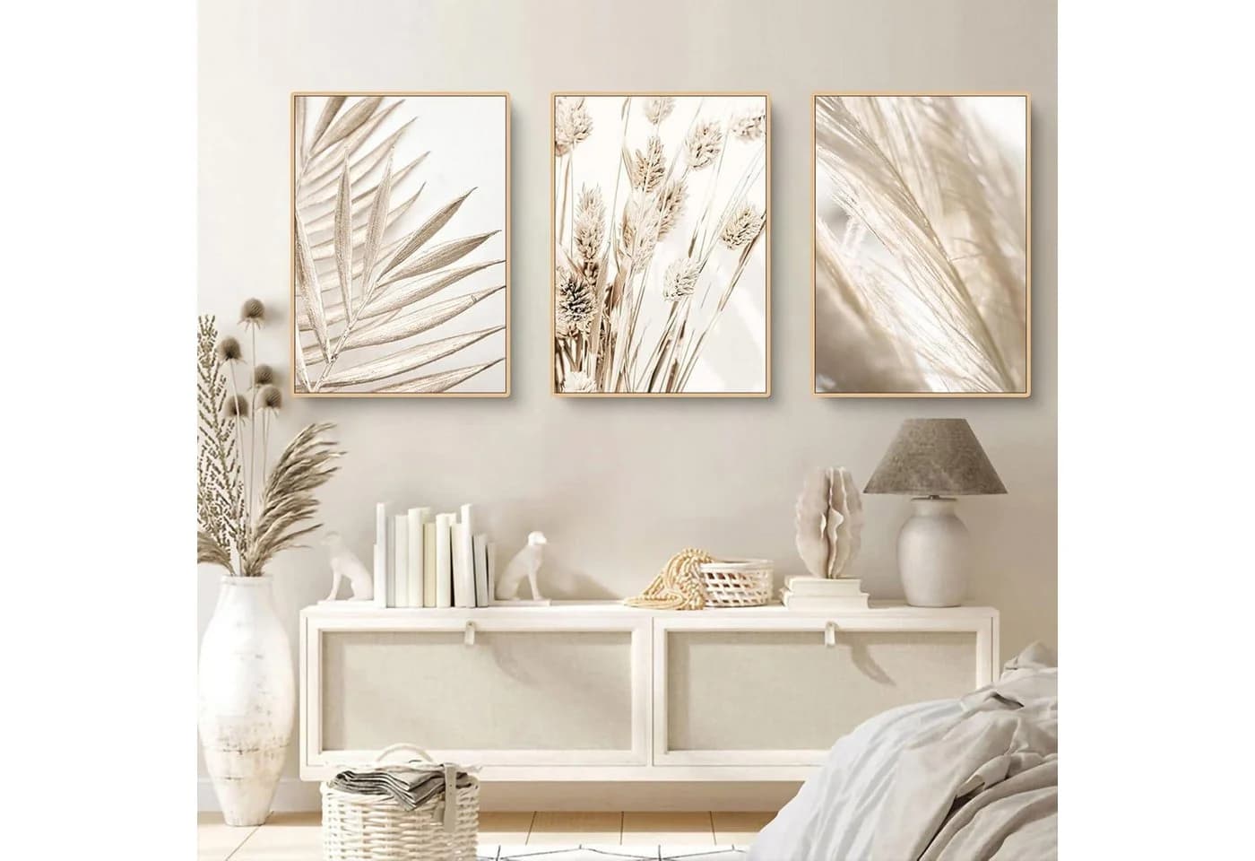 Trayosin Poster 3er Set Boho Pampasgras Wandbilder Beige - Bild 3