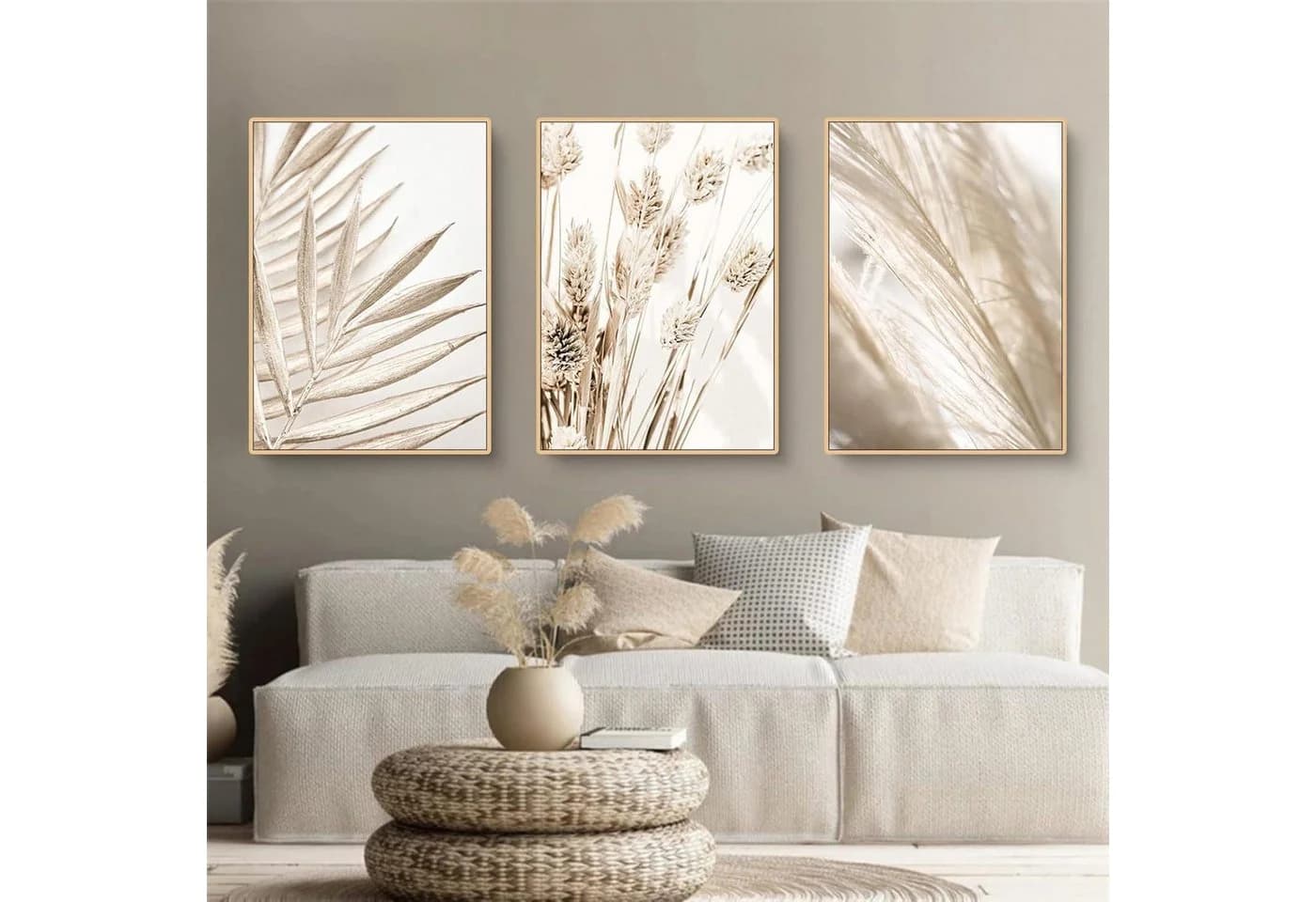 Trayosin Poster 3er Set Boho Pampasgras Wandbilder Beige - Bild 4