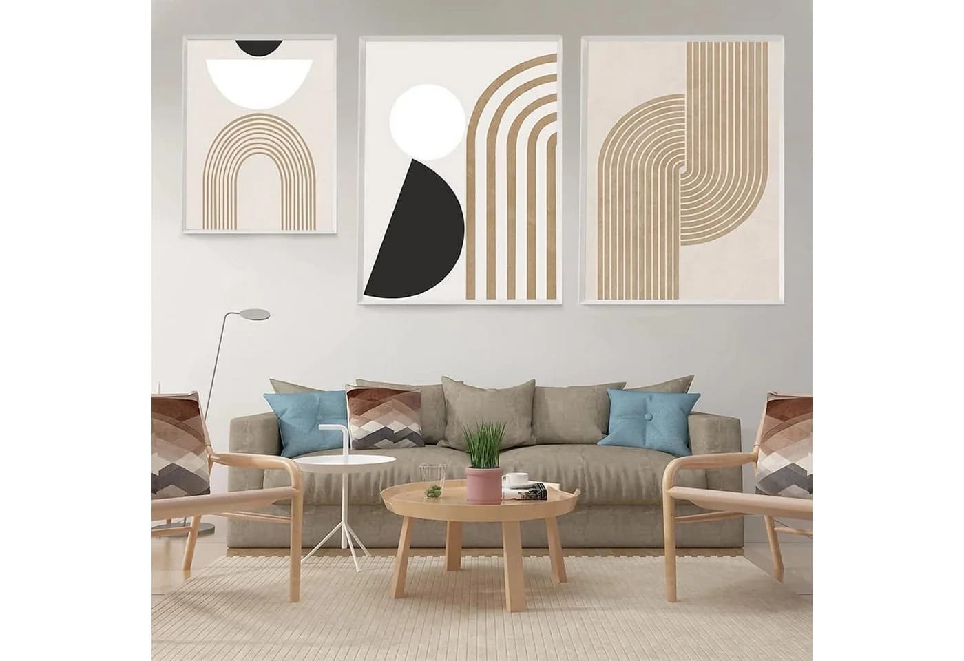 Trayosin Poster 3er Set Beige Abstrakt Modern Wandbilder Ohne Rahmen - Bild 4