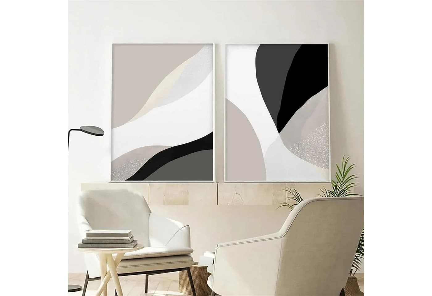Trayosin 3-teiliges Wandbilder Set 50x70 cm Schwarz Beige Abstrakt - Bild 5
